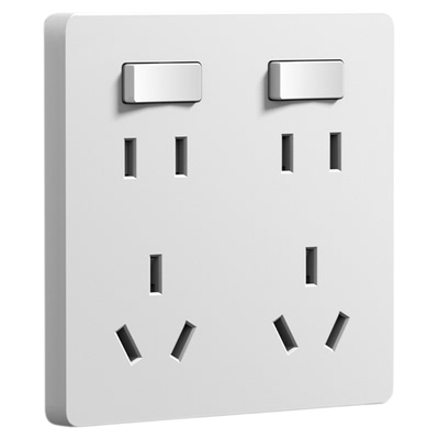 暗装10A二开十孔双控制开关面板