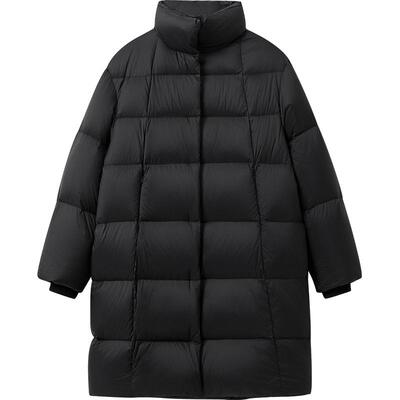 【播奥莱】播中长款直筒宽松羽绒服女冬新立领保暖外套DDR4RD5115