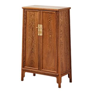 新中式全实木圆角柜鸡翅木收纳柜多功能家用餐边柜储物柜红木立柜