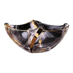 轻奢金边水晶玻璃水果盘客厅家用方形零食摆放糖果盆干果盘