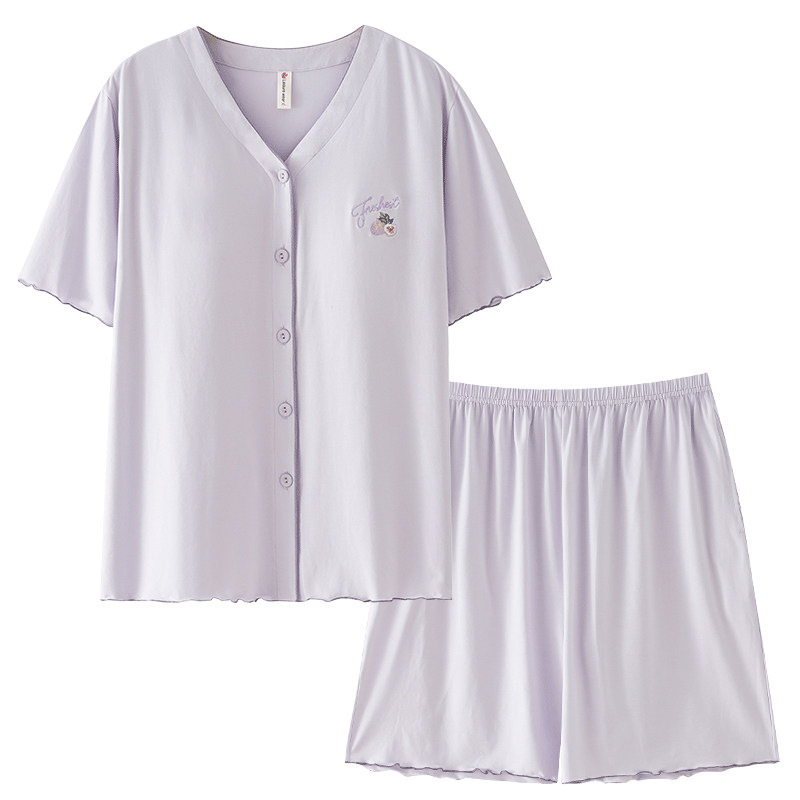 莫代尔女士睡衣带胸垫2026新款夏季薄款可外穿冰丝凉感家居服套装