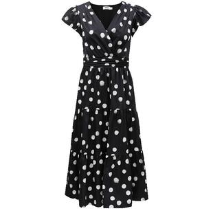 【ONLY奥莱】春季新款通勤显瘦V领A字泡泡袖中长款连衣裙女