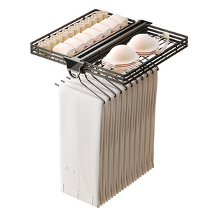 铝型材抽拉裤架伸缩滑轨衣柜拉篮多功能收纳裤抽轨道衣架五金裤挂