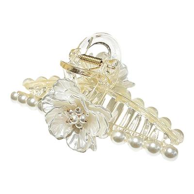 珍珠山茶花抓夹后脑勺发夹