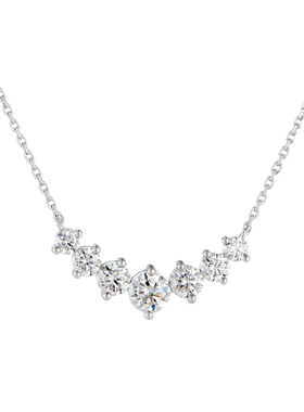 AHCHOO 静奢火彩莫桑石七钻微笑吊坠项链小众高级感S925银锁骨链