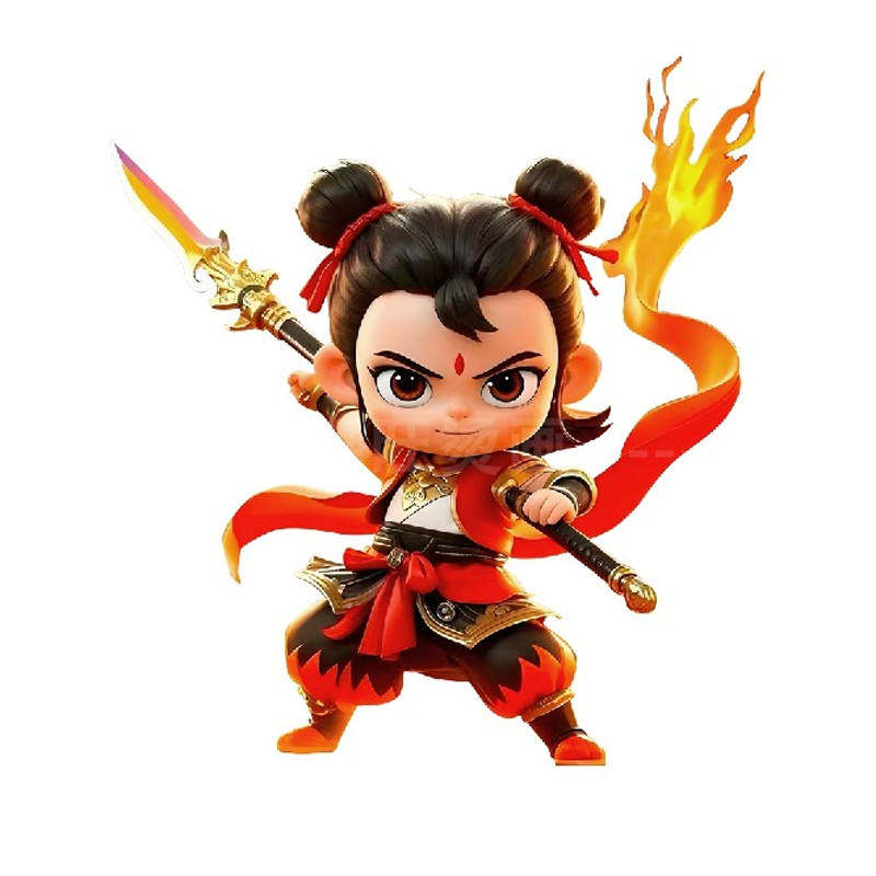 网红卡通动漫哪吒图案热转印衣服辅料贴白墨烫画热转印T恤小logo