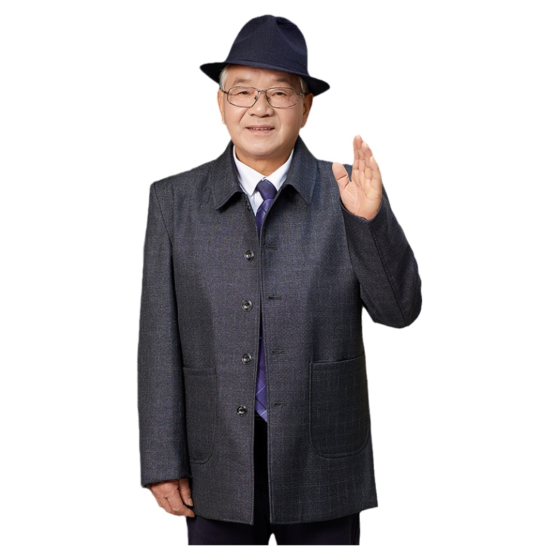 爸爸外套翻领纽扣春秋宽松