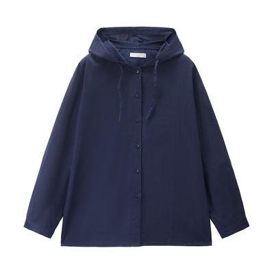 Giordano宽松长袖纯棉连帽衬衫