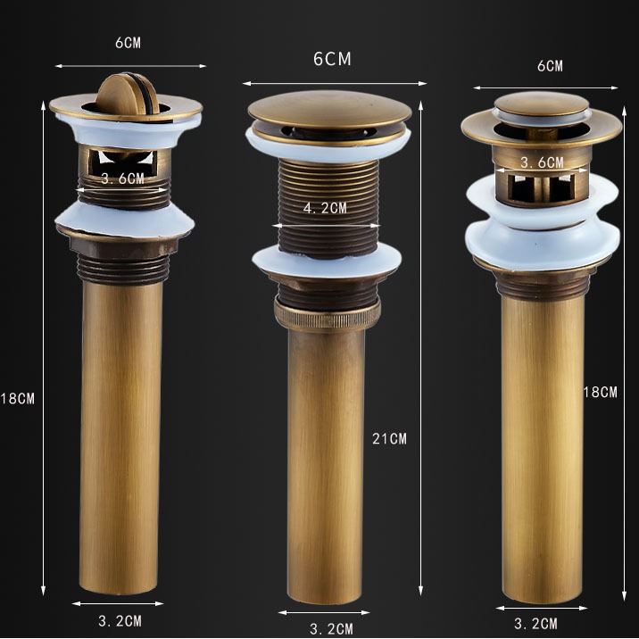 洗脸盆仿古下水道防臭 欧式仿古玻璃盆弹跳翻板下水器 漏水塞管子