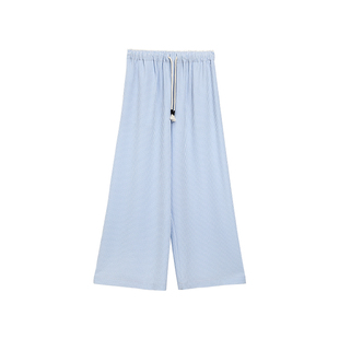 Turn Signal 条纹休闲阔腿裤女春秋2026新款时尚宽松运动高腰长裤