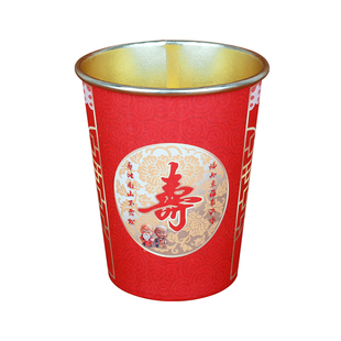 寿字一次性纸杯子加厚老人过寿爸妈生日家用金箔喜庆红色水杯寿宴