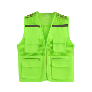 反光网布马甲定制志愿者透气工作服多口袋公益儿童学生背心印logo