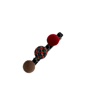 纹理编发发夹刘海夹毛毛球侧边发卡女复古法式毛绒小香风球球抓夹