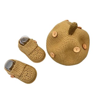 手工编织宝宝帽子diy钩织毛线婴儿鞋子儿童针织贝雷帽新手材料包