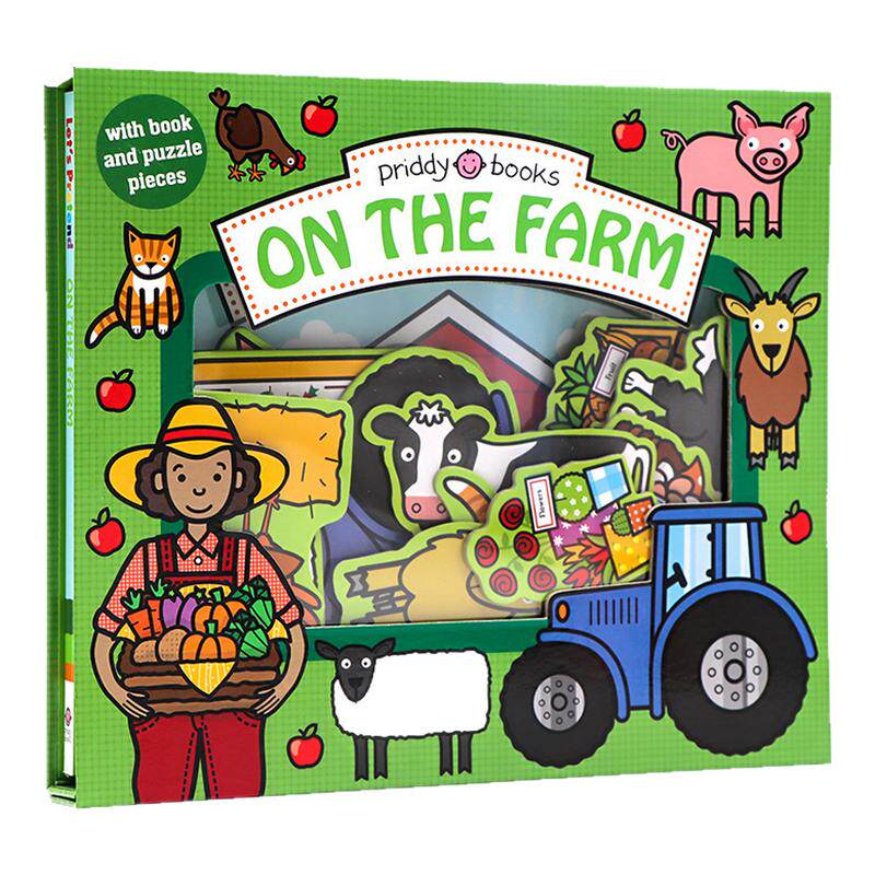 进口英文原版正版 角色扮演拼图书套装 在农场 英文原版绘本 Let's Pretend On The Farm 互动游戏书玩具书 活动书硬页掀翻操作书