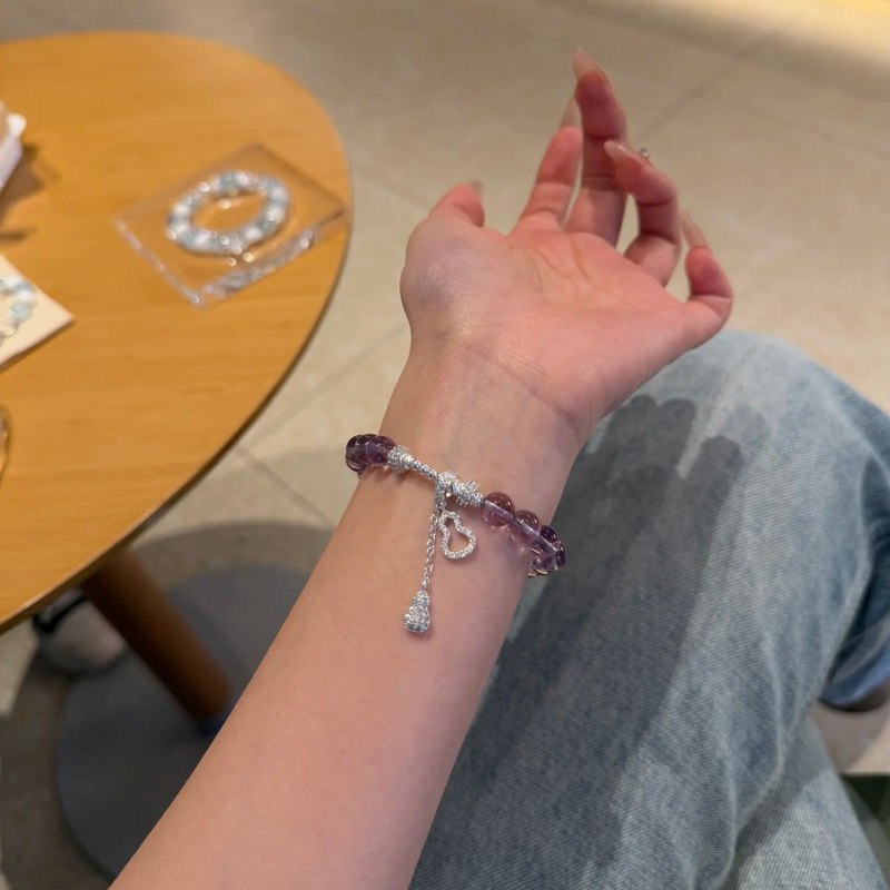 可以沾水的手炼葫芦流苏紫水晶手炼ins小众设计高级感上岸紫水情