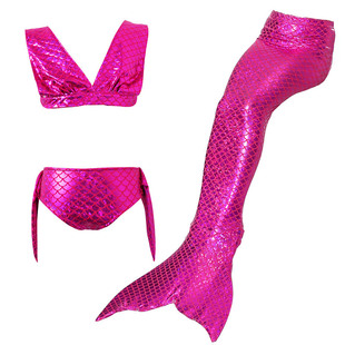 美人鱼尾巴 女童鱼鳞鳞片分体式泳衣泳装夏游泳儿童比基尼三件套