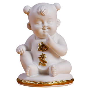 陶瓷结婚娃娃摆件桌面情侣金童玉女一对福娃桌面喜庆婚礼布置装饰