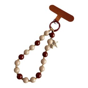 手串尼龙绳串珠手机挂绳结实防盗绳手腕挂件短款手工腕带棕色手链手绳吊绳钥匙扣包包ccd耳机u盘挂链女夹片壳