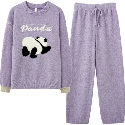 马克公主女半边绒熊猫睡衣