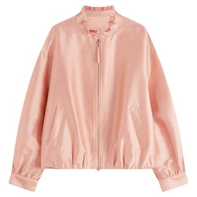 邱莹莹HELA AOMI “木耳边丝毛外套”52.7%绵羊毛+桑蚕丝外套