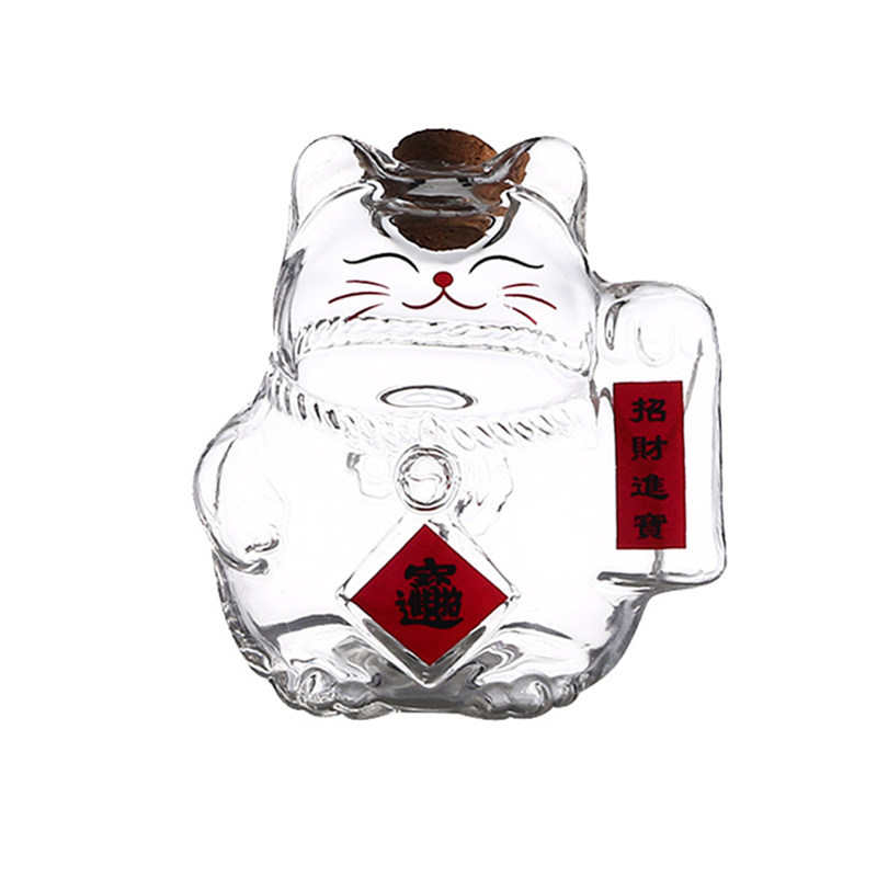 招财猫玻璃储物罐金豆豆收纳瓶