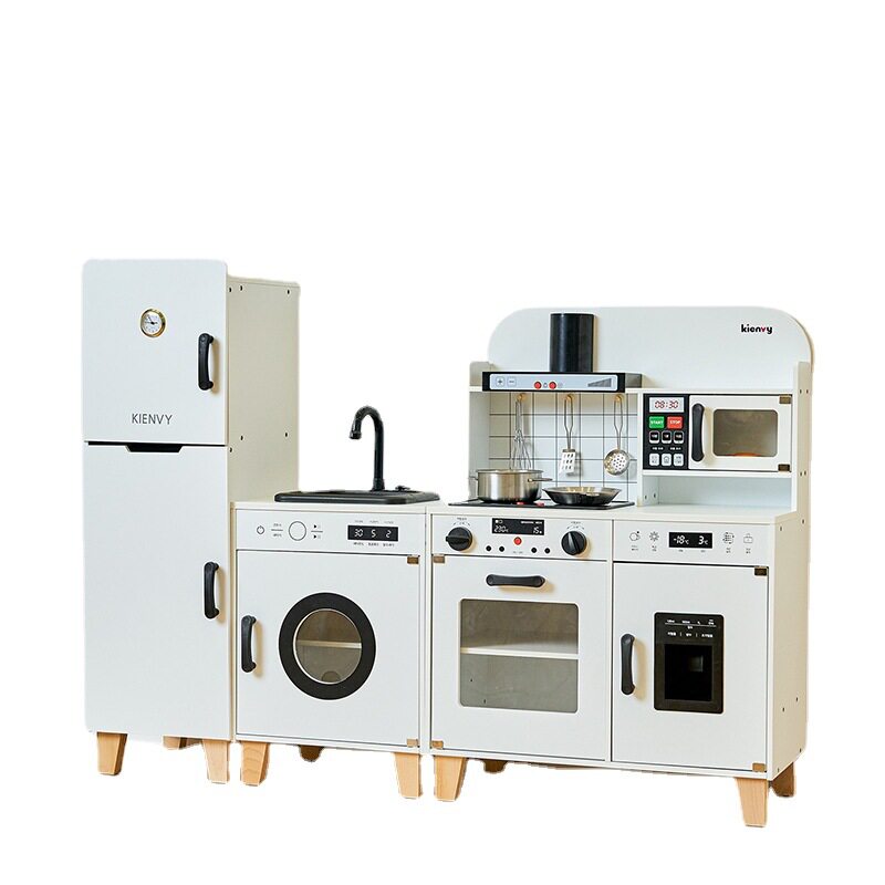 木质仿真声光厨房煮饭过家家玩具