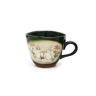 可爱织部兔子餐具 日本进口濑户烧卡通饭碗蘸料碗菜盘果盘咖啡杯