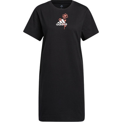 Adidas/阿迪达斯正品夏季新款女子时尚长款短袖T恤连衣裙 H57414