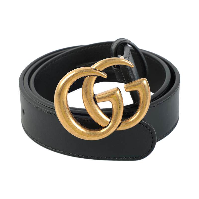【自营】GUCCI古驰GGMarmont双G腰带皮带男女同款情侣款黑色宽3cm