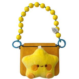 依维意 适用于华为PuraX手机壳Pocket2毛绒星星橙色牛仔纹折叠屏黄圆珠手链Razr60编织斜挎绳OPPOFindN3Flip