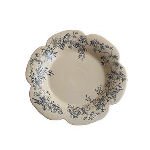 复古青花陶瓷盘子家用高级感西餐盘蛋糕甜品盘沙拉水果盘碗早餐盘