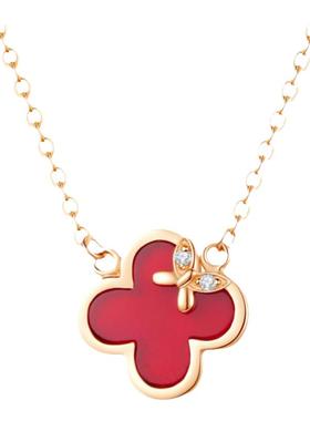 S925纯银送女友女四叶草项链礼物