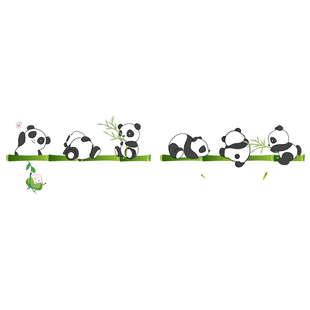 可爱熊猫厨房阳台幼儿园玻璃移门窗装饰贴纸静电无胶防水自粘贴画