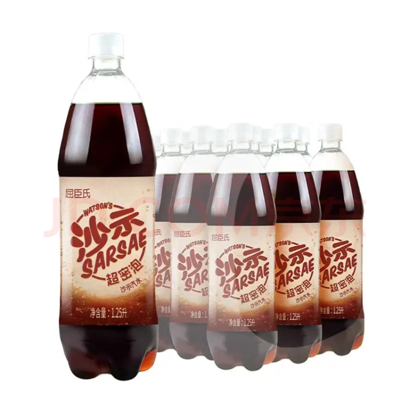 屈臣氏沙示汽水1.25L大瓶装整箱包装果味碳酸饮料汽水清爽口味