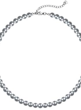 施家灰色珍珠项链女高品质