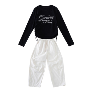 2026超火女童装套装新款儿童春季T恤阔腿裤中大童女孩春装两件套