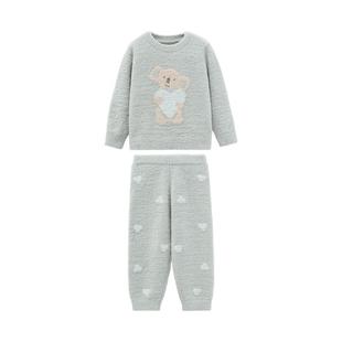 whitewheat儿童2025冬季新款套装男女童半边绒连体衣厚母子亲子装