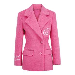 ZHANGSHUAI张帅 优雅浪漫风高级明度色显白水波纹羊毛混纺西服