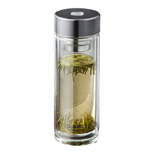 清水双层玻璃杯隔热家用车载泡茶杯便携商务水杯男士茶水分离茶杯
