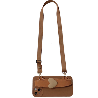 简约爱心腕带挂绳手机壳