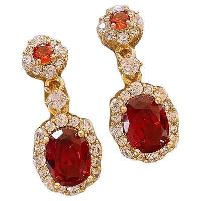 古里雅红色锆石气质耳环高级感