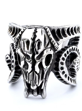 金属黑暗系骷髅钛钢指环