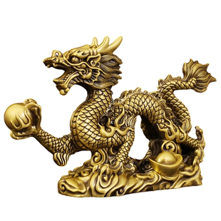 2025黄铜神龙摆件元宝十二生肖祥龙献瑞金龙吉祥物办公室礼物高档