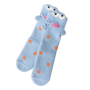 杭臻澳绒袜子女冬季中筒袜比奇堡丑鱼加厚保暖无骨居家地板睡眠袜