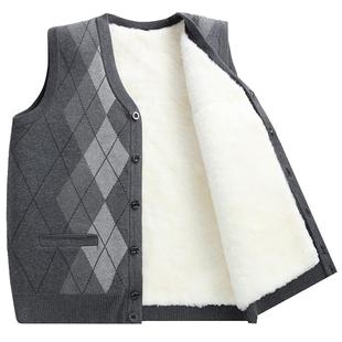 冬季中老年羊毛马甲男皮毛一体爸爸装保暖马夹针织背心加厚棉坎肩