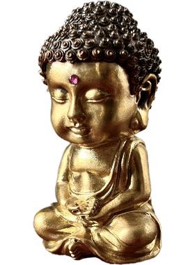 青炙铜嵌银掌心佛定心神小摆件