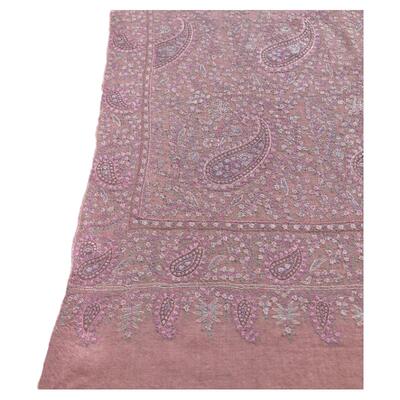 NagarNan-CXN&CAN咖标X系列收藏级 仙女白绒淡淡粉满绣围巾10561