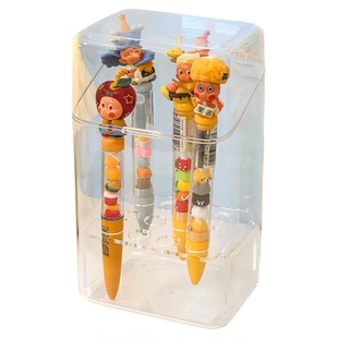 萌粒笔收纳笔筒防尘亚克力笔架大容量放泡泡玛特星星人串串乐笔盒