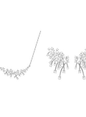 【自营】HEFANG Jewelry/何方珠宝甜梦系列 璀璨星云锁骨链耳钉